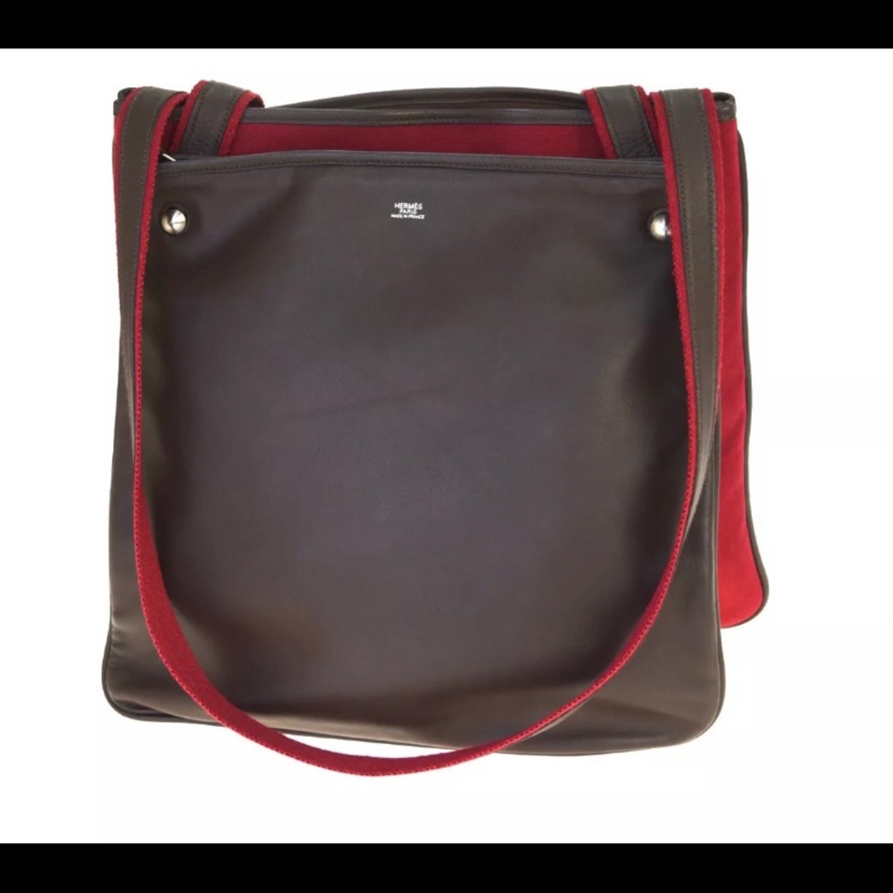 Hermes canvas and leather bag